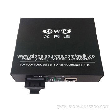 10/100/1000M PoE/PSE Media Converter,BiDi SC, SM 0-20km, 1310/1550nm